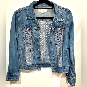 Vintage Havana Denim Bannaz crochet detailed jacket size medium